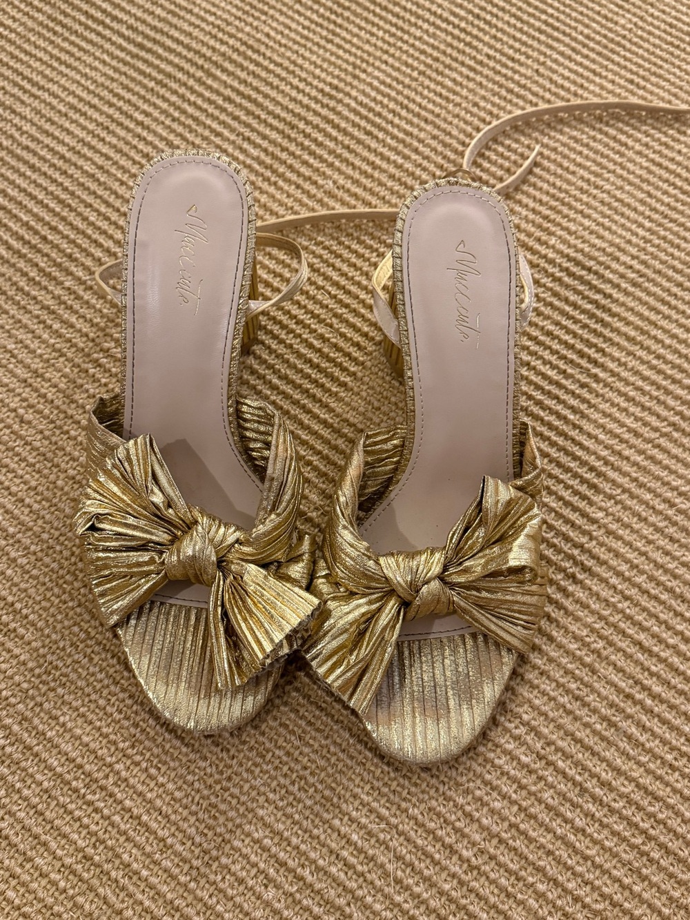 Metallic Gold Knot Bow heels